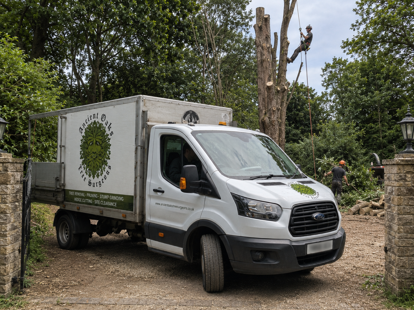 Ancient Oaks liveried vans parked at the yard